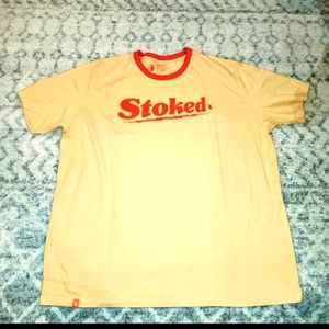 DUTCH BROTHERS Red"Stoked" Front Graphic Dark Tan Barista Mafia S/S T Shirt 2X